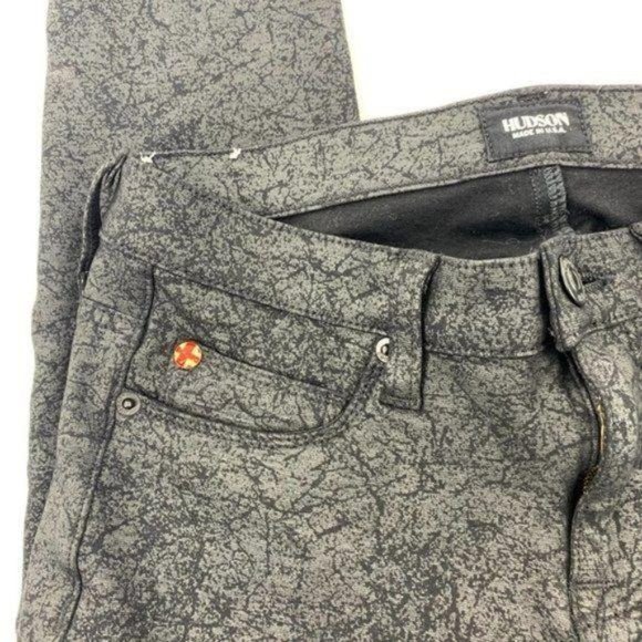 Hudson Nico Mid Rise Skinny Black Cracked Jean - Picture 7 of 10